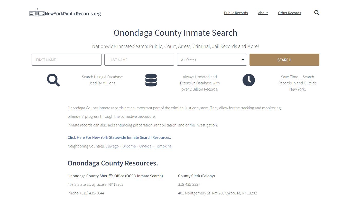 Onondaga County Inmate Search - OCSO Current & Past Jail Records
